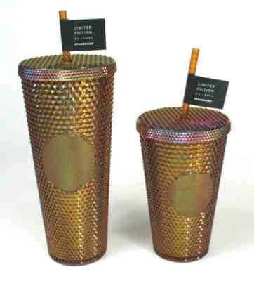 Starbucks Gold Copper Studded Tumbler 50th Anniversary Limited Edition 24 & 16oz - Sold on eBay Mar 3, 2023 for $74.83
