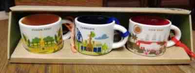 3 Starbucks Mug YAH Ornaments 2 FL OZ / 59 ml Phnom Penh, Siem Reap & Cambodia