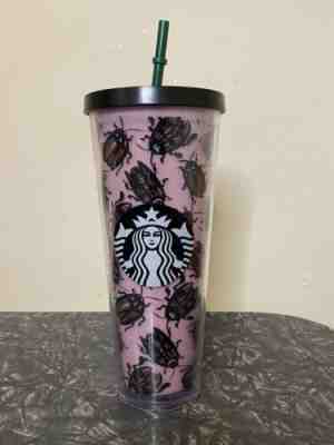 Starbucks Pink Beetle / Roach / Bug Tumbler / Coffee Cup w/ Straw - Sold on eBay Dec 11, 2022 for $73.00