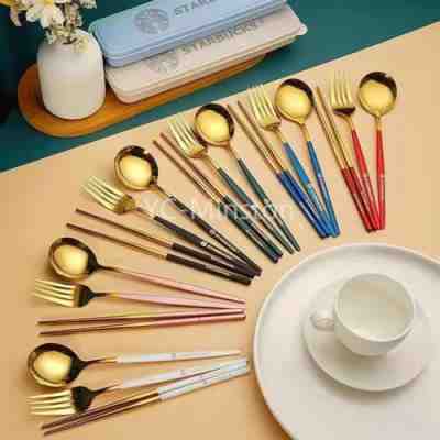 Starbucks Tableware Set Spoons Forks Chopsticks Stainless Steel Breakfast Dinner - Sold on eBay Mar 29, 2023 for $33.96