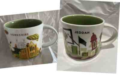 COMBO: Starbucks YORKSHIRE and JEDDAH You Are Here Series 14 Oz Mug - Sold on eBay Mar 9, 2023 for $170.00