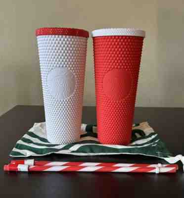 Starbucks Indonesia Red & White Mismatched Studded Tumbler Set w/Toppers NEW! - Sold on eBay Mar 29, 2023 for $125.00