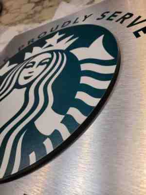 Starbucks Sign We Proudly Serve 17â? X 16â? Single Sided w/ Wall Mount Raised LOGO - Sold on eBay Feb 16, 2023 for $125.00