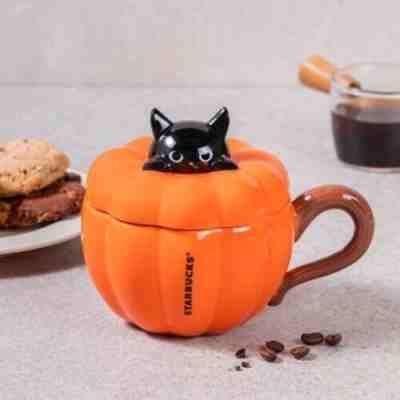 Starbucks Japan/ Halloween 2021 Mug with Lid Pumpkin Cat 296ml - Sold on eBay Feb 2, 2023 for $115.00
