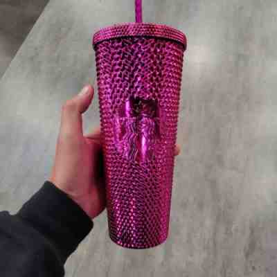 Starbucks US Venti Holiday Pink Chrome Studded Tumbler