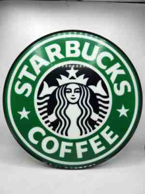 VTG 1992 Genuine Starbucks 18â? Lighted Siren + Name Sign Replacement Cover READ