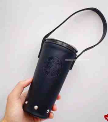 Starbucks China 2020 Classic Black 16oz Stainless Tumbler & Leather Cover Set - Sold on eBay Mar 20, 2023 for $69.99