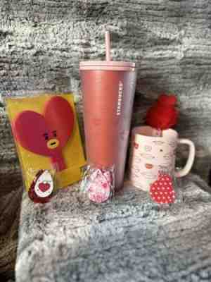 Starbucks~2021 Valentines Day~Pink Hearts Lips~Soft Touch Matte Tumbler~24oz - Sold on eBay Feb 5, 2023 for $95.00