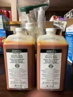 TWO Starbucks Pumpkin Spice Flavoured Sauce Syrup 1.86L Each Sealed With Pump - Sold on eBay Mar 20, 2023 for $77.00