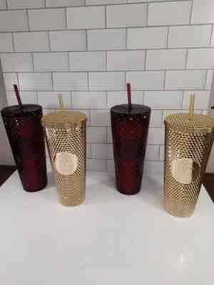 4 Starbucks Jeweled 24 oz Venti Tumbler~New Never Used! 2022 Gold & Merlot - Sold on eBay Mar 26, 2023 for $89.99
