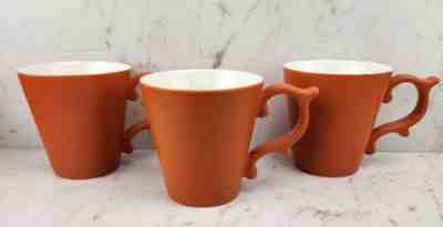 Starbucks Tazo Teavana 2012 Rococo Scroll Handle Coffee Cups Mug-Orange-Set 3