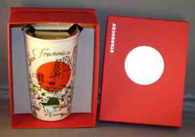 starbucks san francisco dot collectors 12 oz. ceramic tumbler NWT w/box