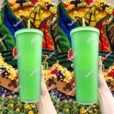 DISNEY PARKS DISNEYLAND NEON GREEN STUDDED TUMBLER - Sold on eBay Apr 5, 2023 for $78.88
