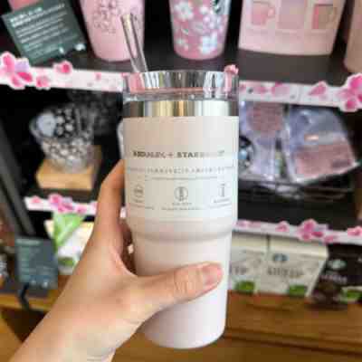 Japan 2023 Starbucks + Stanley Sakura Cherry Blossom Pink SS 473ml Sraw Tumbler - Sold on eBay Apr 6, 2023 for $69.99