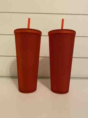 2x NEW Starbucks Holiday 2020 Limited Edition Matte Red Studded Tumbler Cup 24oz - Sold on eBay Feb 9, 2023 for $70.00