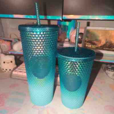 2023 Starbucks Gradient Blue Ombre Bling Cold Cup Studded Set 24+16oz Tumblers - Sold on eBay Mar 17, 2023 for $65.00