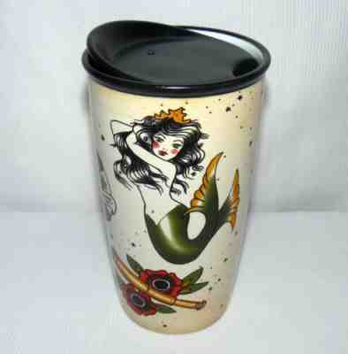 Starbucks 2015 Mermaid Sailor Tatoo Ceramic Travel Mug Lidded New - Sold on eBay Feb 5, 2023 for $71.12