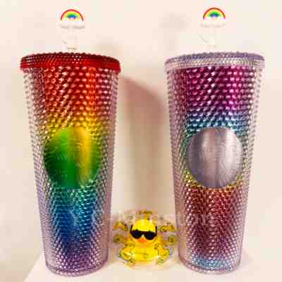 Summer Rainbow B+Rainbow A Diamond Tumbler Studded Cold Cup 24oz CN. - Sold on eBay Feb 21, 2023 for $39.98