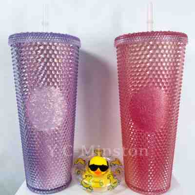 Starbucks Summer Mermaid Pink+Laser Purple Diamond Tumbler Studded Cold Cup 24oz - Sold on eBay Mar 15, 2023 for $39.98