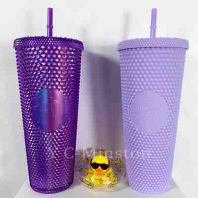 Starbucks Purple Hologram+Purple Matte Diamond Tumbler Studded Cold Cup 24oz Set - Sold on eBay Mar 27, 2023 for $39.98