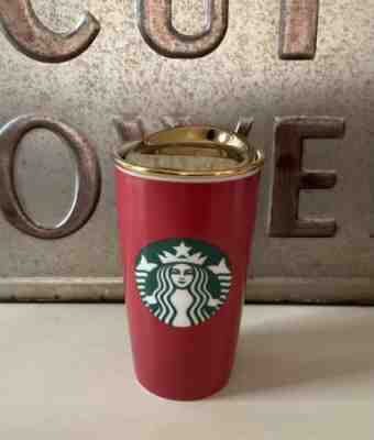 NEW Starbucks Ceramic Red Gold Lid Mug Tumbler Cup Rare & HTF Holiday 2015 - Sold on eBay Mar 9, 2023 for $79.95