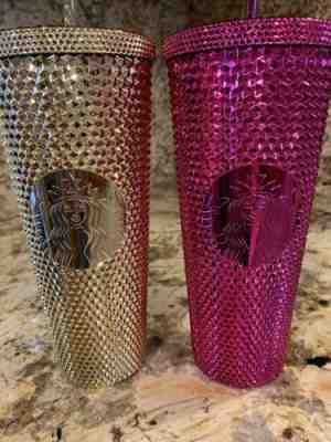 Starbucks Holiday 2022 Sangria & Gold Bling Studded Metallic Bundle Set 24oz NEW - Sold on eBay Jan 19, 2023 for $90.00