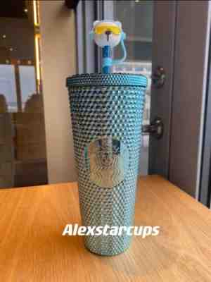 Starbucks 2023 Taiwan Chrome Blue Music Bear Topper 24oz Studded Cup Tumbler - Sold on eBay Mar 31, 2023 for $79.99