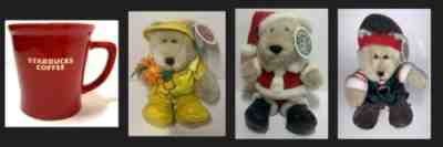 2009 STARBUCKS RED/WHITE MUG & 3 BEARS 2000 SANTA/ 2001 ELF/ 2002 RAINCOAT - Sold on eBay Jan 26, 2023 for $64.00