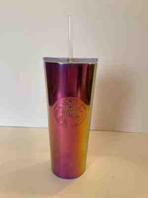 NWT Starbucks RARE 2019 Iridescent Rainbow Purple Oil Slick Stainless Venti Cup - Sold on eBay Jan 20, 2023 for $65.99