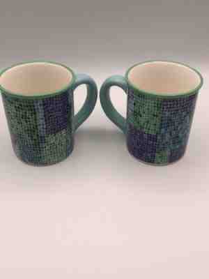 Starbucks Set 2002 Starbucks Barista Mosaic Painted Mugs Purple Blue Green Teal - Sold on eBay Jan 29, 2023 for $64.00