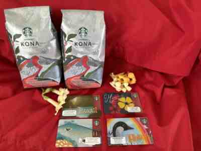 (2) 2023 STARBUCKS 100% KONA WHOLE BEAN COFFEE 8.8 oz BAGS +BONUS 4 HAWAII CARDS - Sold on eBay Apr 20, 2023 for $71.99