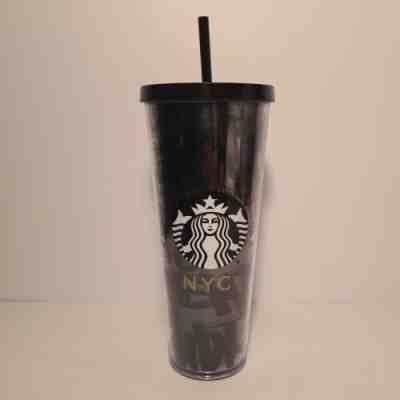 Starbucks NYC Graffiti Tumbler w/Straw 24oz Cup Black ULTRA RARE