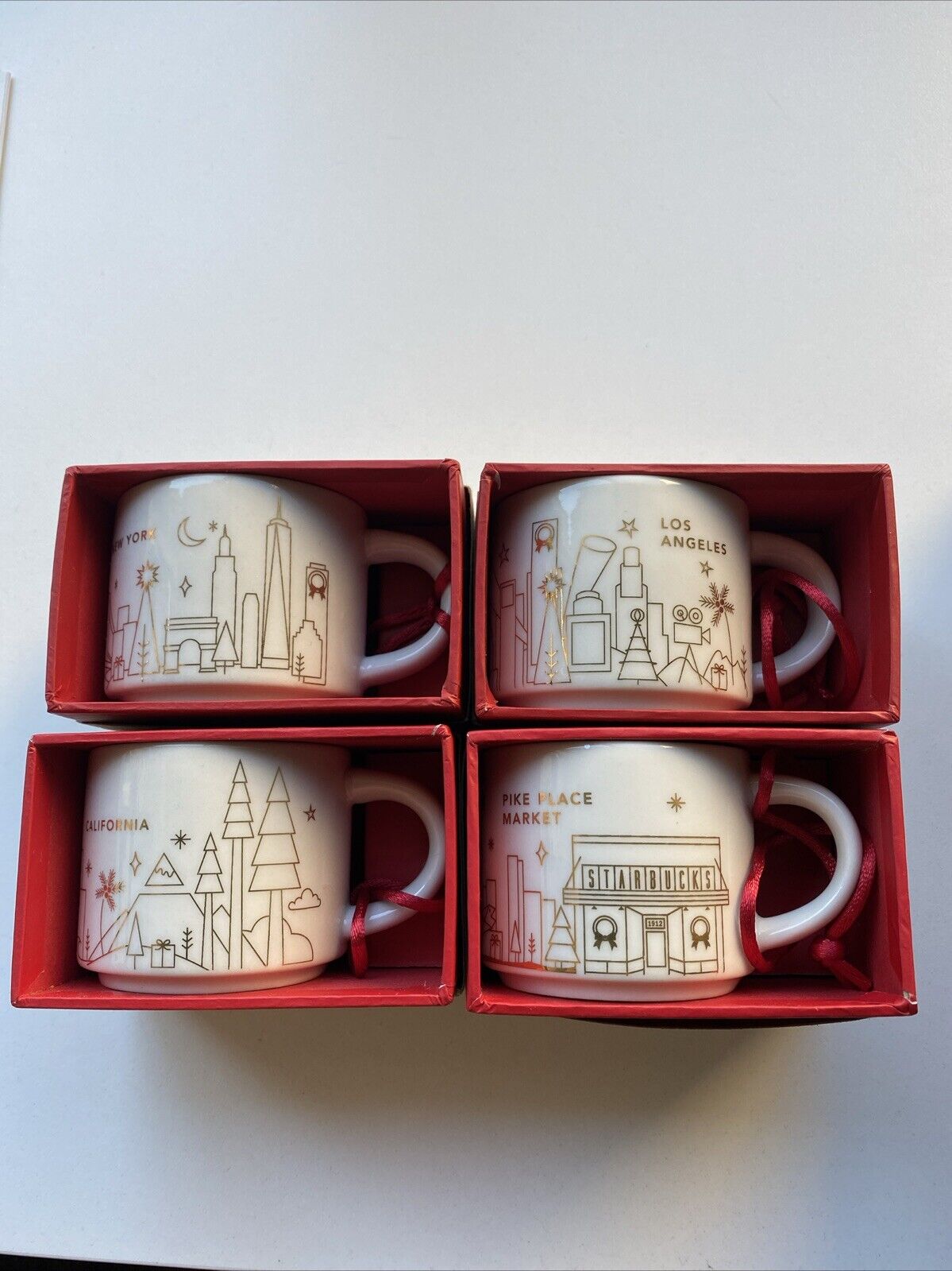 Starbucks Ornaments Pike Place, CA,NY and Los Angeles 2013/14 - Sold on eBay December 6th, 2024 for $139.99