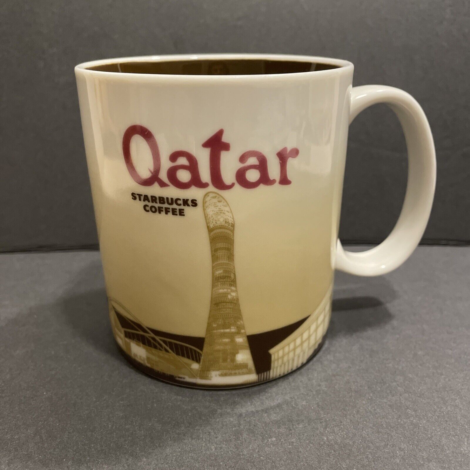Starbucks Qatar V1 1st Version 2011 Global Icon 16 oz Coffee Tea Mug HTF Read!
