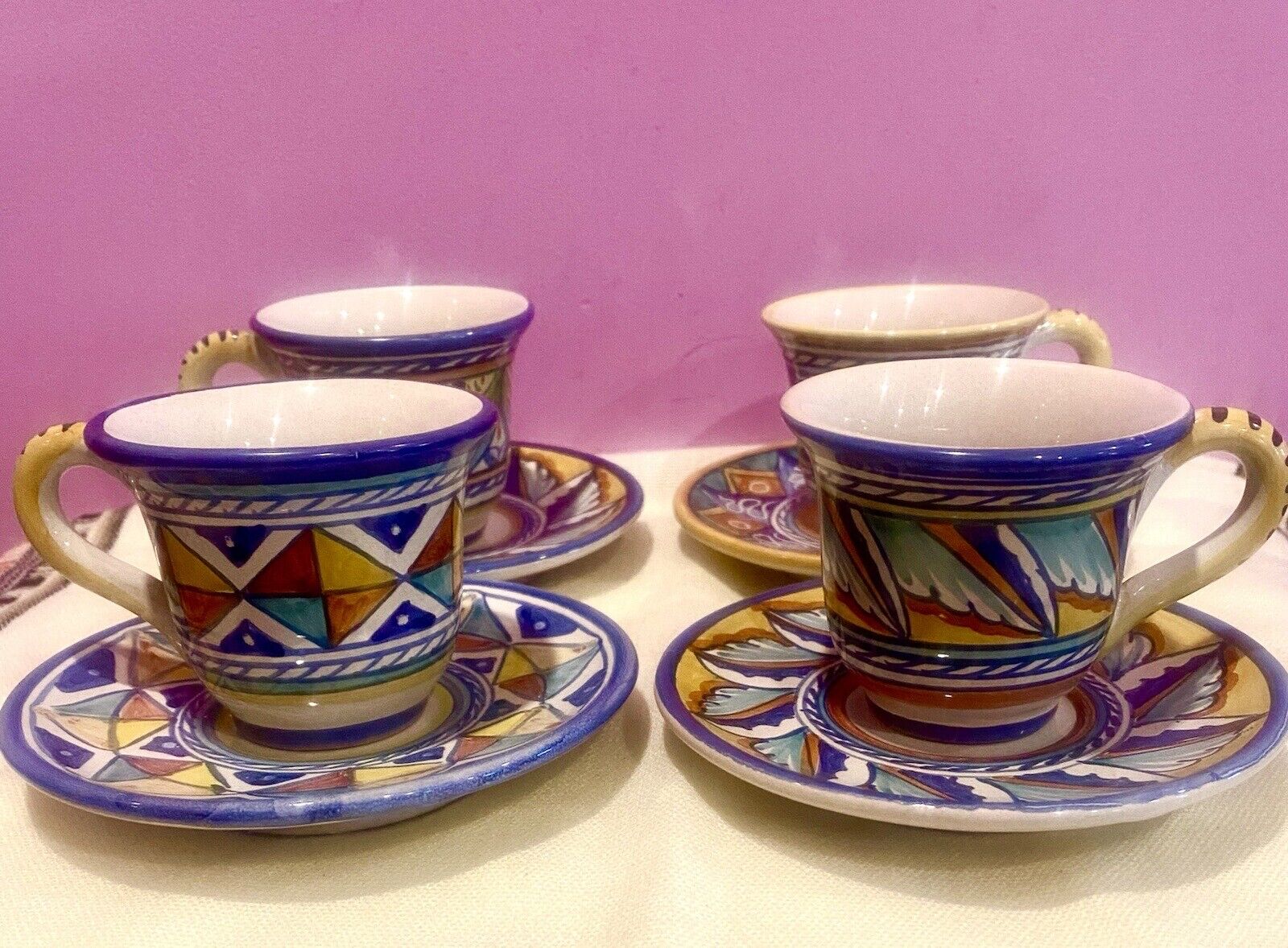 8-pc SET Sberna Deruta Italy STARBUCKS 4 Demitasse Espresso  Cups & Saucers  EUC - Sold on eBay February 24th, 2025 for $100.00