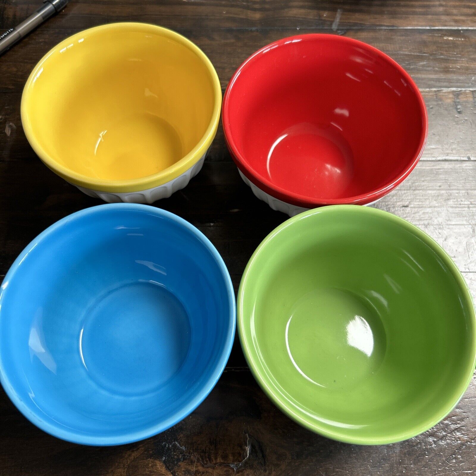Starbucks Ice Cream Bowl Ribbed 12 oz 2007 Colored Trim Bowl  Set Of 4 - Sold on eBay December 26th, 2024 for $69.99