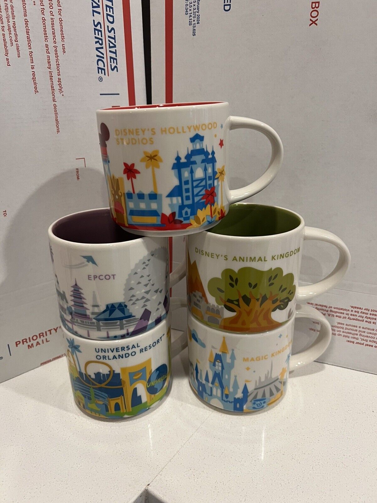 Starbucks You Are Here Mugs Walt Disney World Parks Set of 5 Epcot Magic Kingdom - Sold on eBay December 30th, 2024 for $84.99