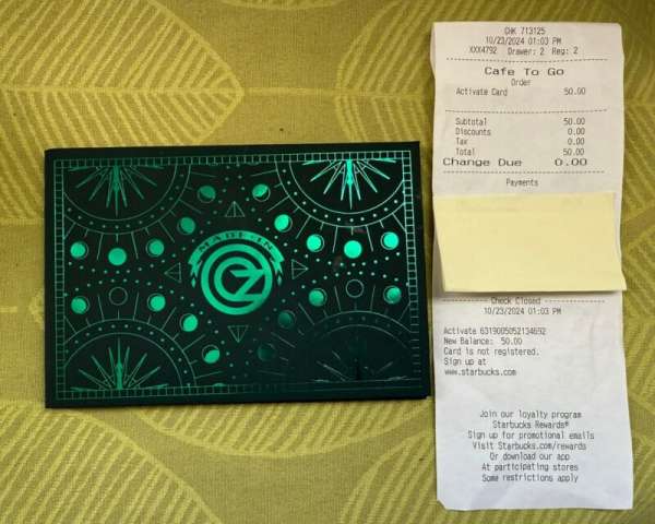 NEW Limited Starbucks WICKED Gold Metal gift card key chain 2024 Pre-load w/$50 - Sold on eBay October 23rd, 2024 for $100.00