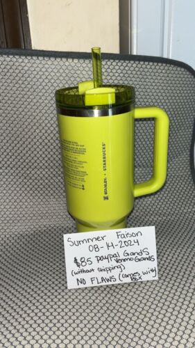 STANLEY X Starbucks 2024 Summer Exclusive Lime Green Shimmer 40oz Tumbler - Sold on eBay September 13th, 2024 for $85.00