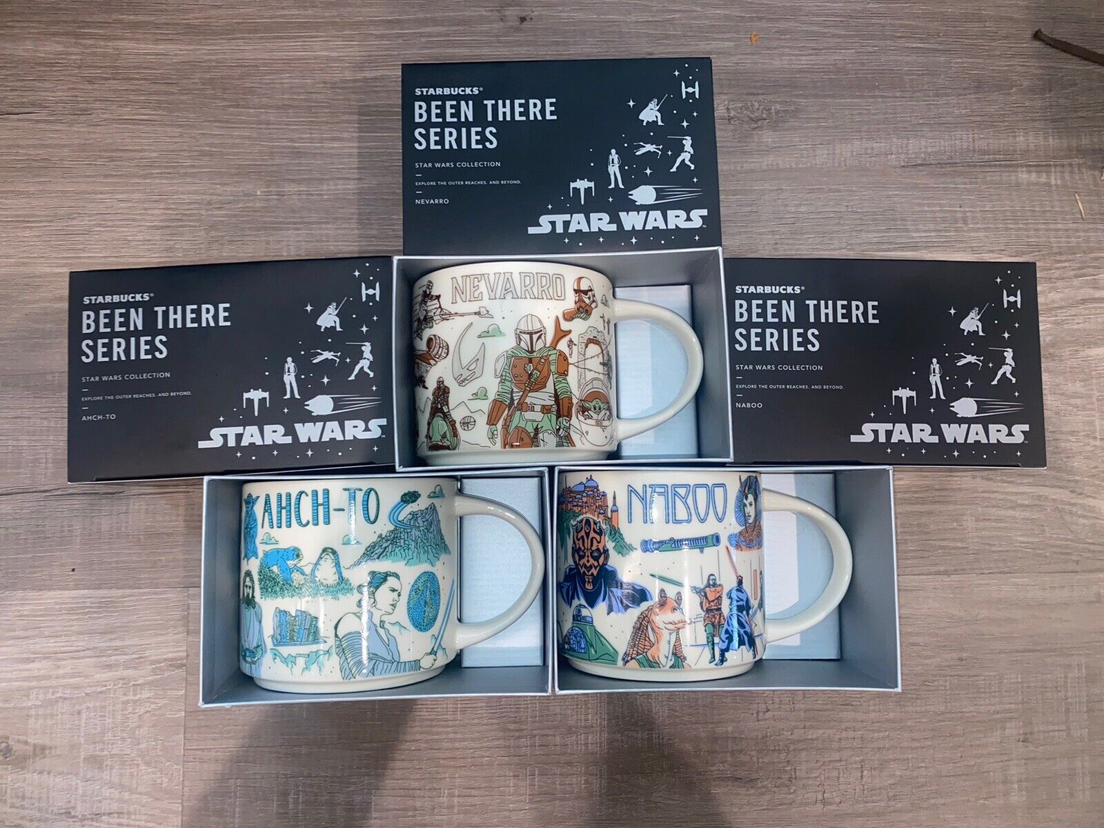 2022 Starbucks Disney Star Wars Been There Mug Set Naboo Nevarro Ahch-To  NEW - Sold on eBay February 11th, 2025 for $120.00