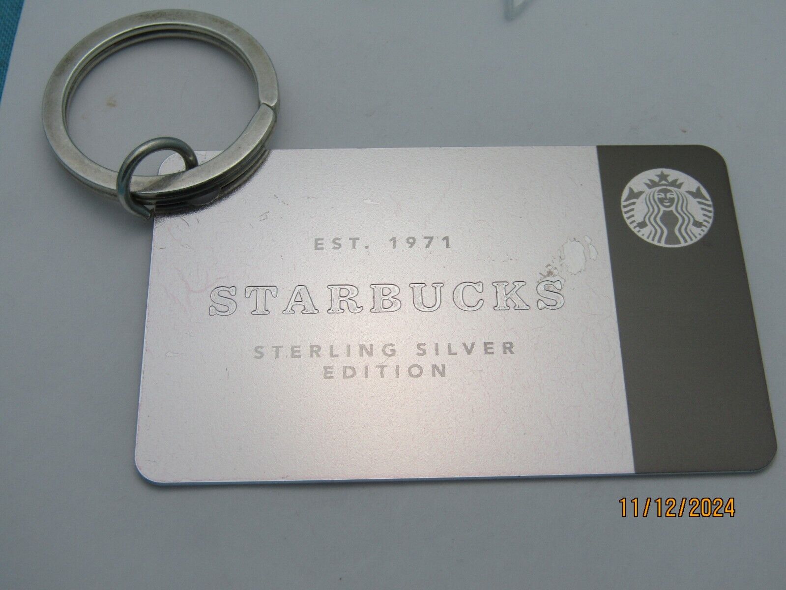 Vtg, Starbucks Silver Key Chain Gift Card 2014 Limited edition zero bal. X271 - Sold on eBay November 23rd, 2024 for $99.95 (1 bids) 