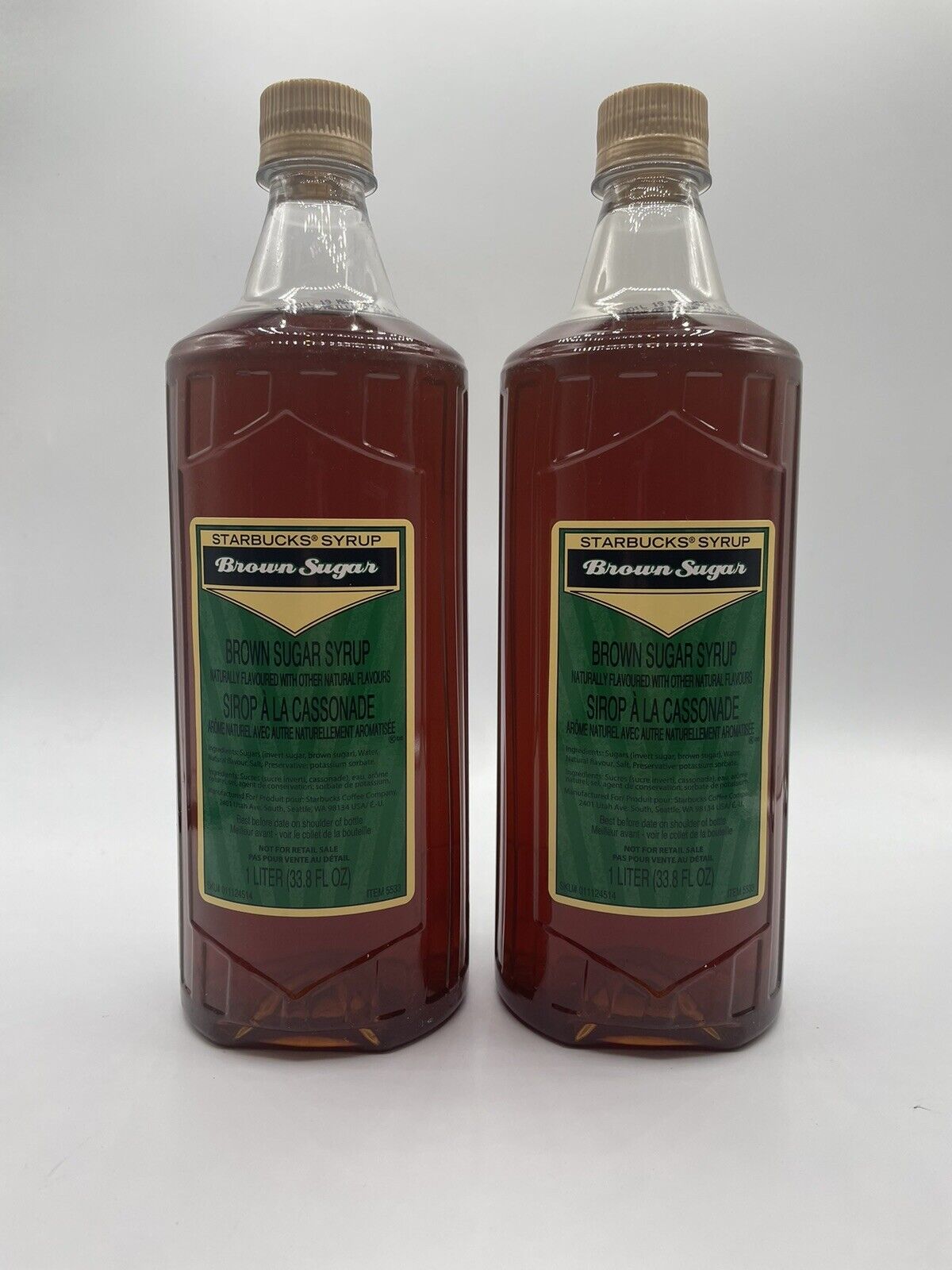 2 Starbucks Brown Sugar Flavored Syrup 1 Ltr 33.8oz Bottle BB Jan 2025 - Sold on eBay September 24th, 2024 for $80.00