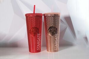 ?? 2023 Starbucks Mexico Red Chrome& Rose Gold Chrome Studded Venti Tumbler ??