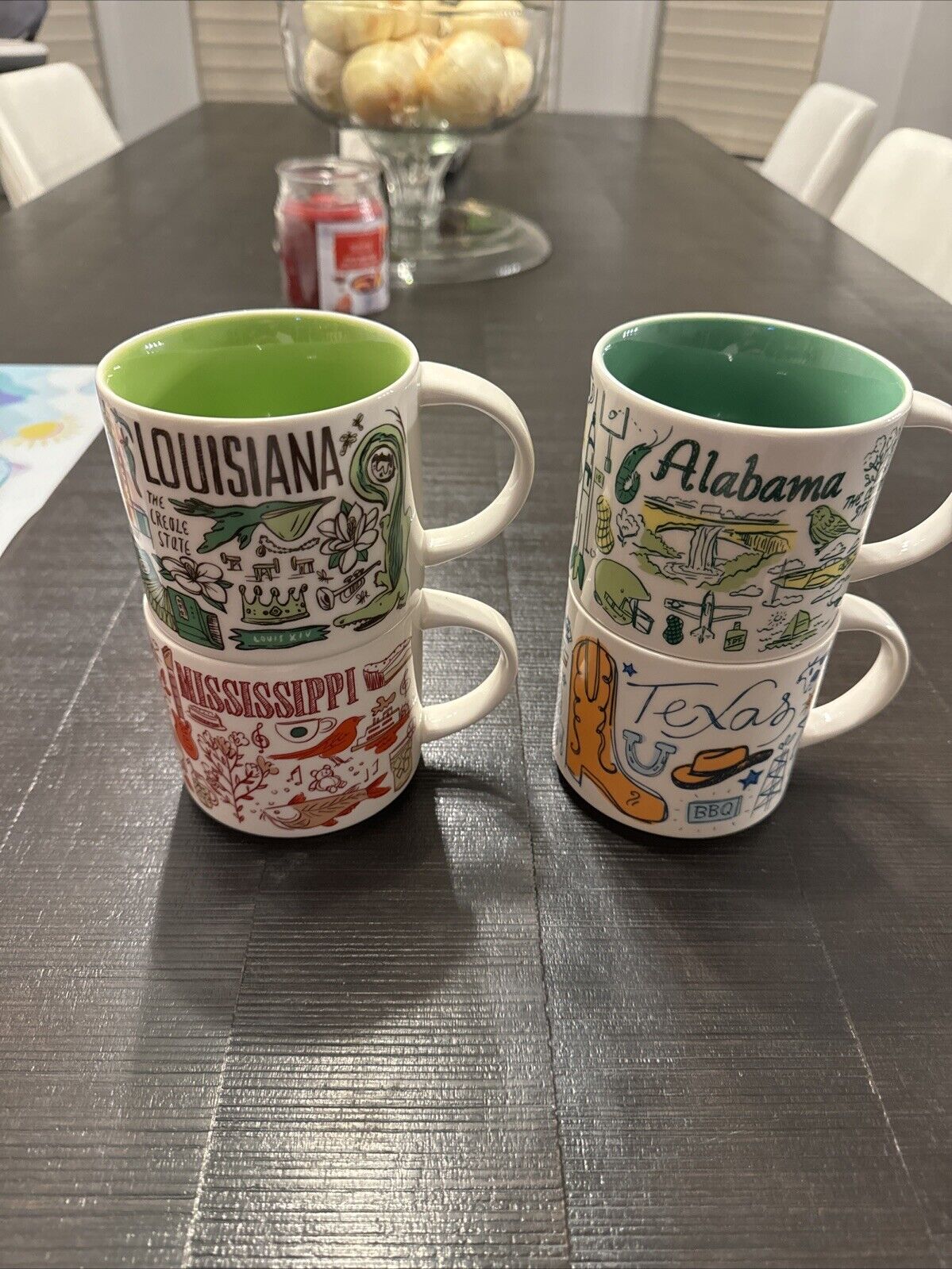 4 Starbucks Mugs (Texas, Mississippi, Alabama, and Louisiana) - Sold on eBay January 6th, 2025 for $80.00