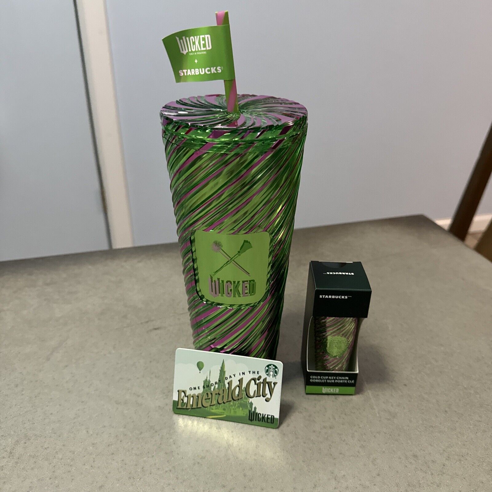 2024 Starbucks Wicked 24oz Cold Cup Pink and Green Swirl Tumbler & Keychain NEW - Sold on eBay December 10th, 2024 for $95.00 (1 bids) 