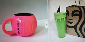 Starbucks New Slime Glow In Dark Cup And Pink Pumpkin Mug Combo!! - Sold on eBay September 23rd, 2023 for $150.00 (1 bids) 