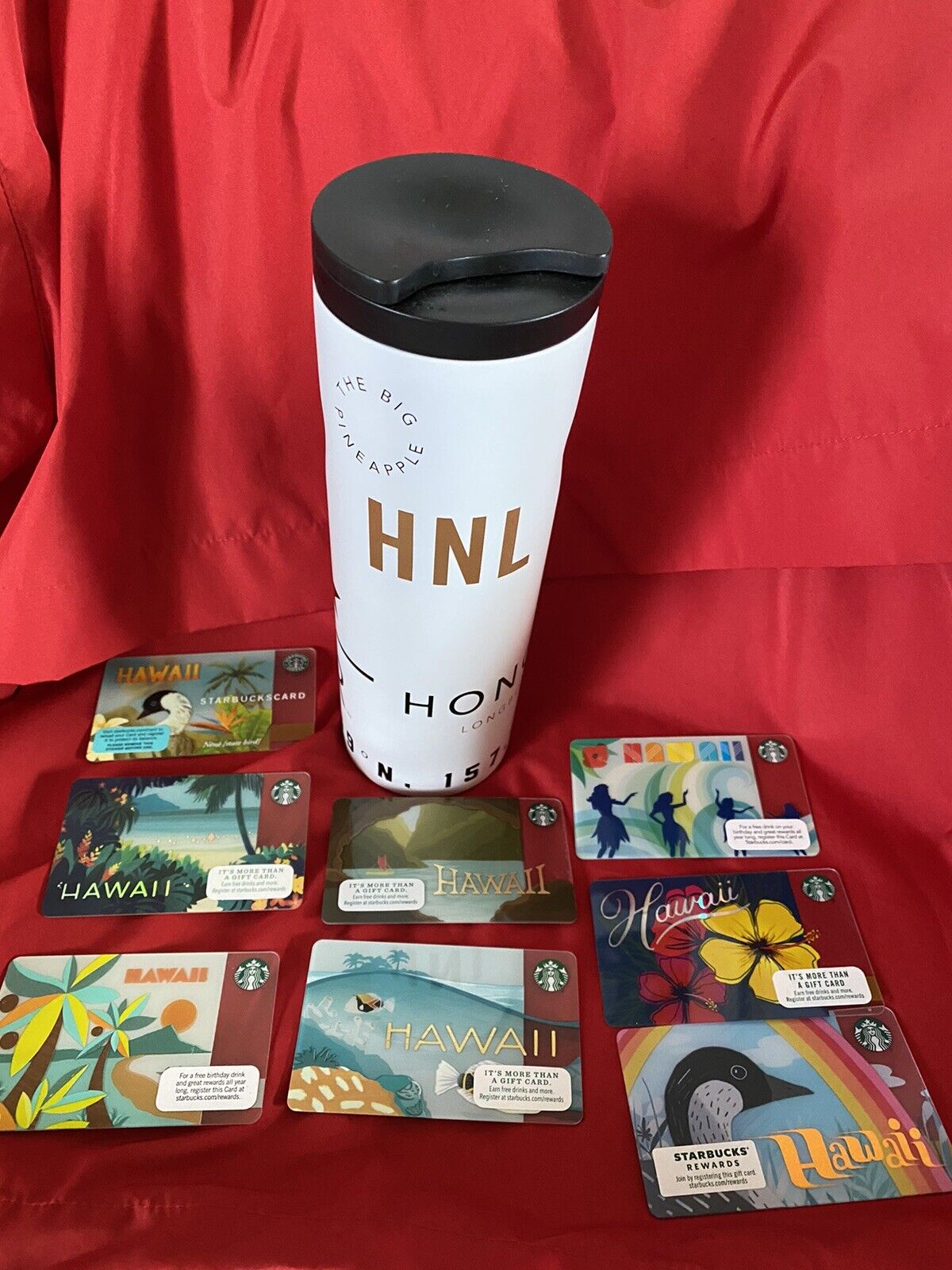 2020 NEW STARBUCKS HAWAII RESERVE LTD HNL TUMBLER + (8) NEW 2008-2019 CARDS SET - Sold on eBay December 21st, 2024 for $88.88