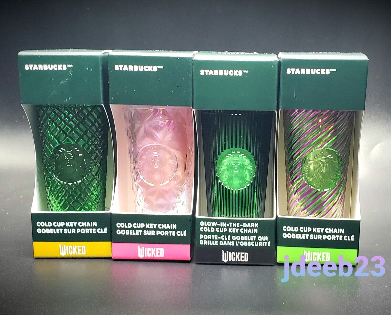 Wicked X Starbucks Elphaba, Glinda  Emerald City & Wicked Keychains Set Of 4 - Sold on eBay November 28th, 2024 for $95.88