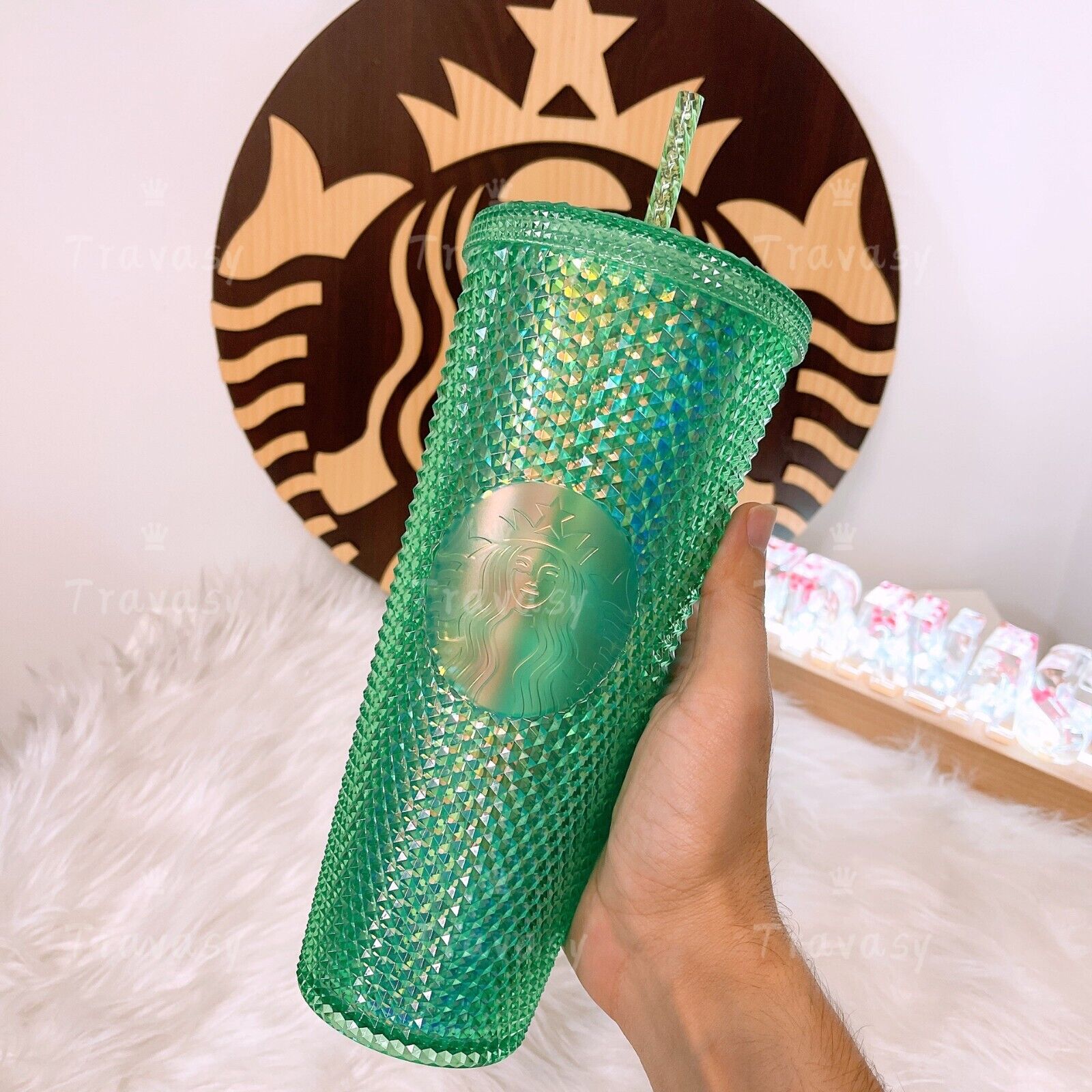 Authentic Starbucks Thailand Green Cold Cup Studded 24oz SKU Tumbler - Sold on eBay March 17th, 2025 for $99.98