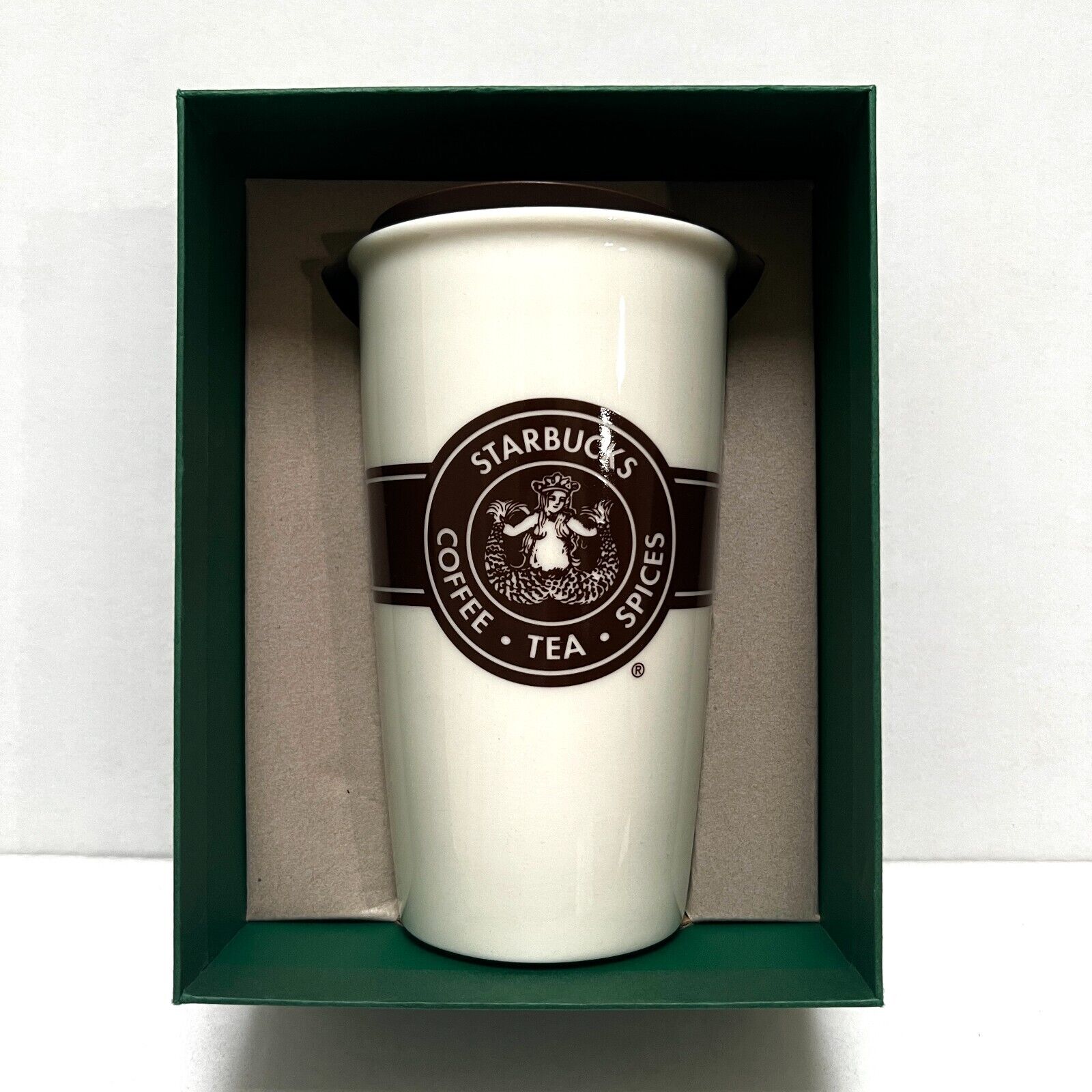STARBUCKS Coffee Tea Spices Since 1971 Original Siren Logo Ceramic Tumbler Retro - Sold on eBay January 21st, 2025 for $80.00
